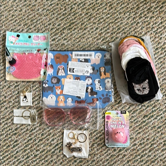 Hello Kitty Accessories - Cute Dog Print Blue Cosmetic Pouch and cat and dog accessories